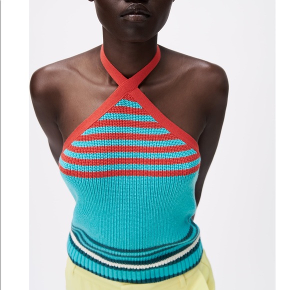 Zara multicolored halter neck knit top - Picture 2 of 7